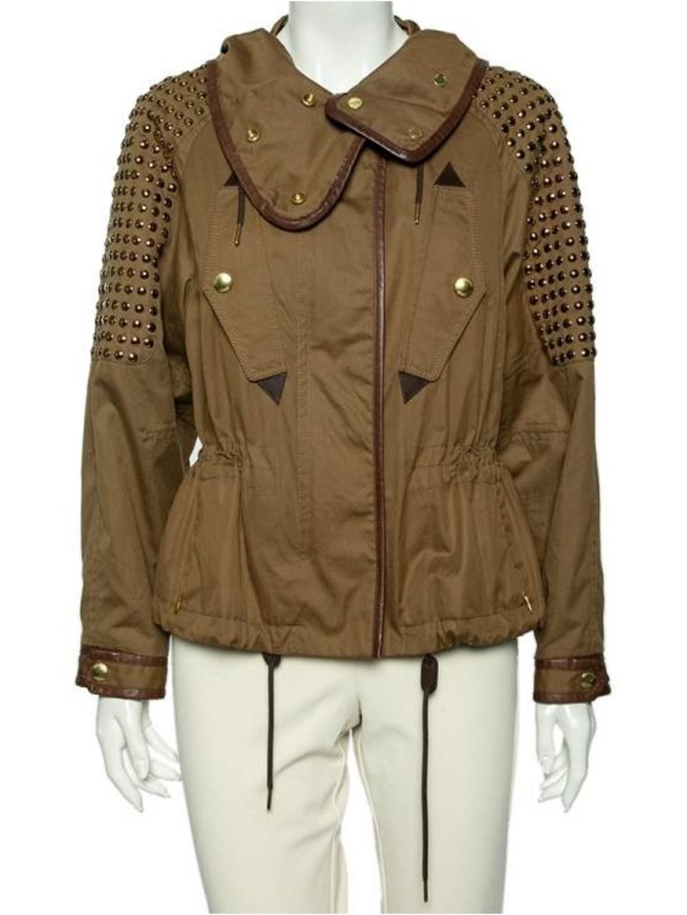 Burberry Brit Olive Green Studded Zip-Up Jacket - Picture 8 of 8